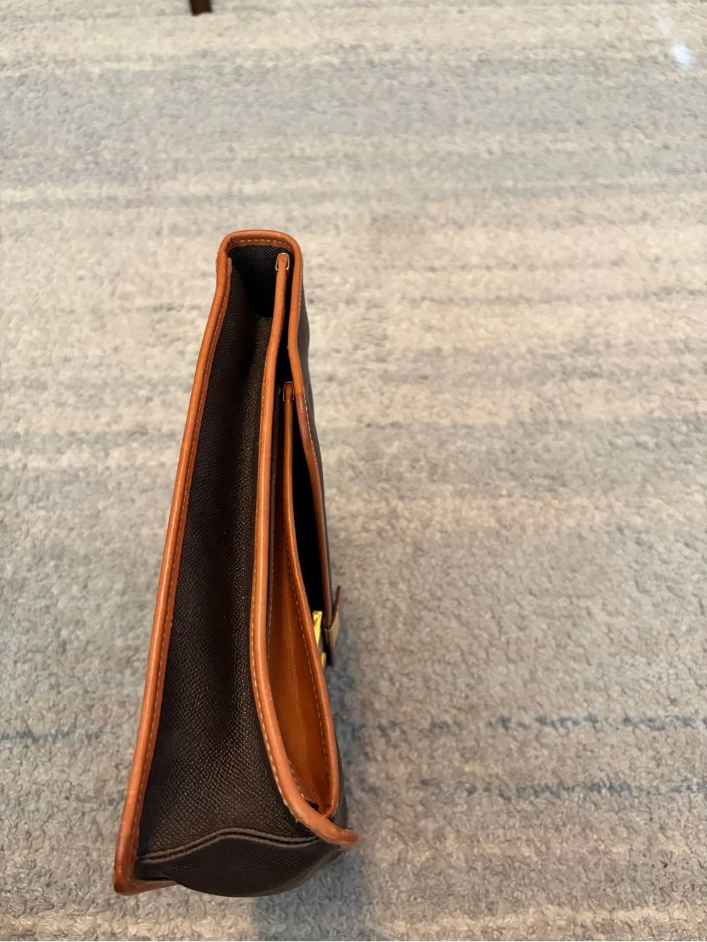 Stefano Dassi Brown Leather Trim Briefcase Laptop Attache Portfolio Bag